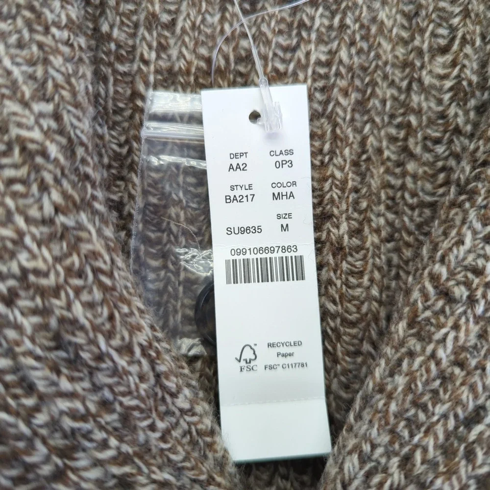 J. Crew Rugged Merino Wool Blend Shawl Collar Cardigan Sweater Men's Small Brown